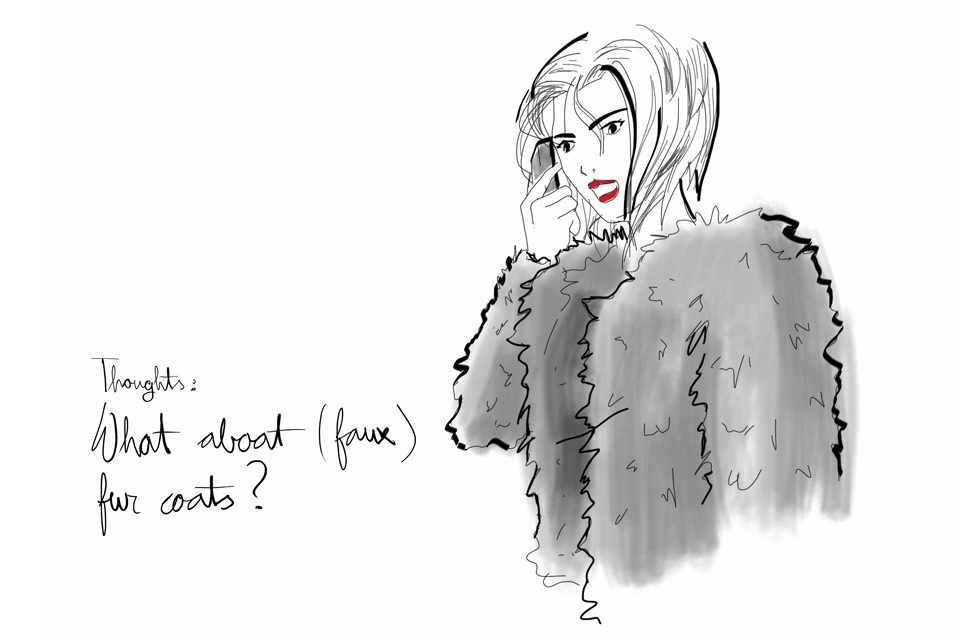 faux fur illustration street style ©THE VIEWFINDER